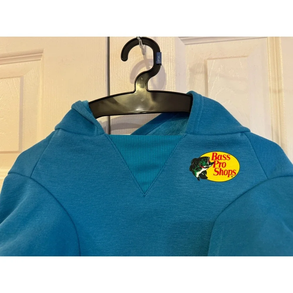 NEW Bass Pro Shops Blue Dog Hoodie Outfit Short Sleeves‎ Cozy Size XL